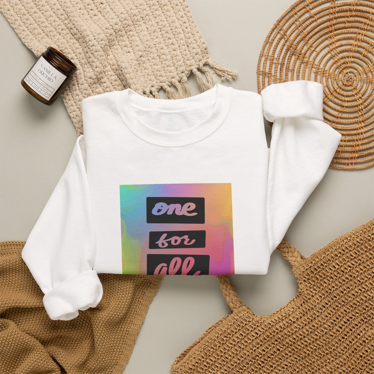 One For All cursive crewneck sweatshirt