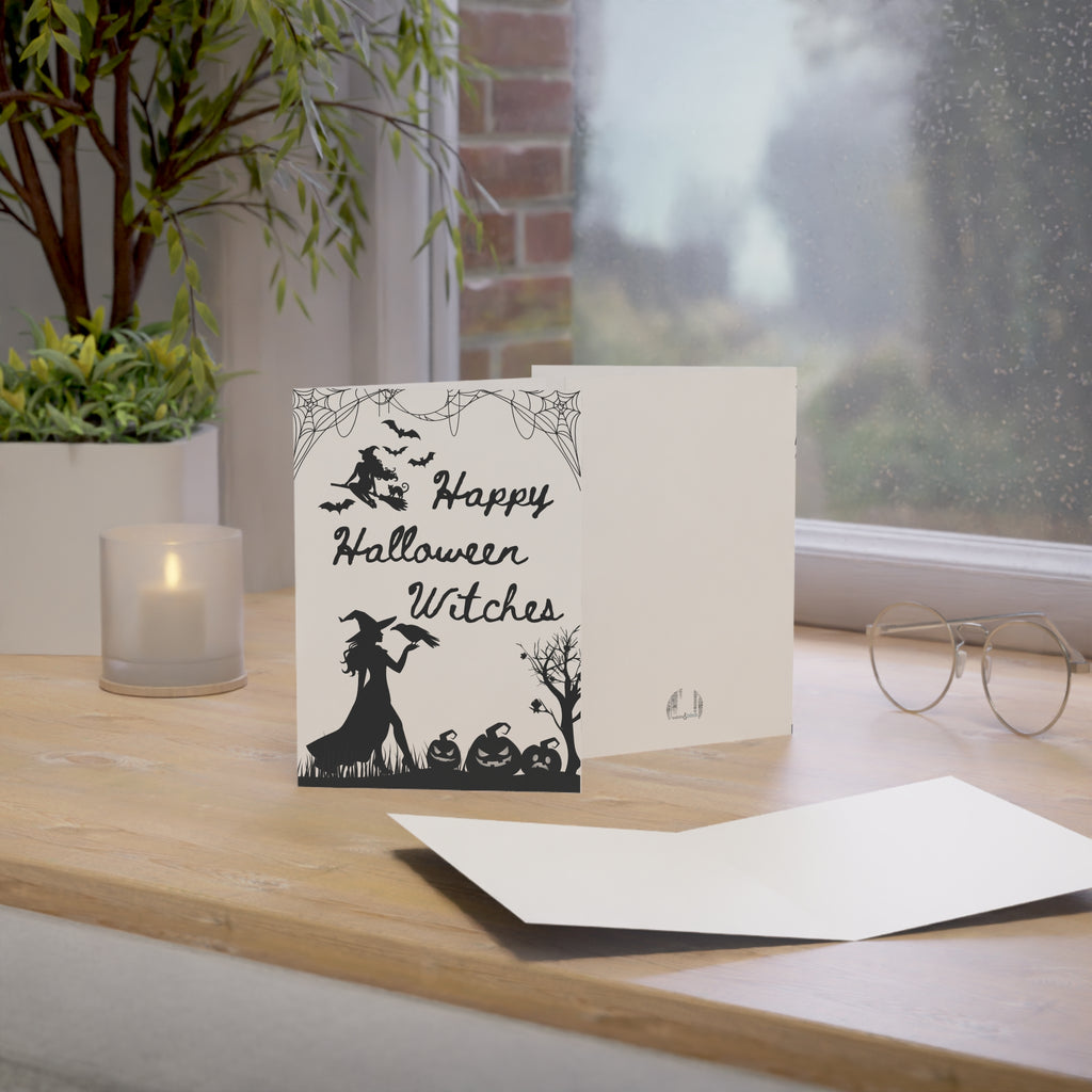 Happy Halloween Witches silhouette greeting card