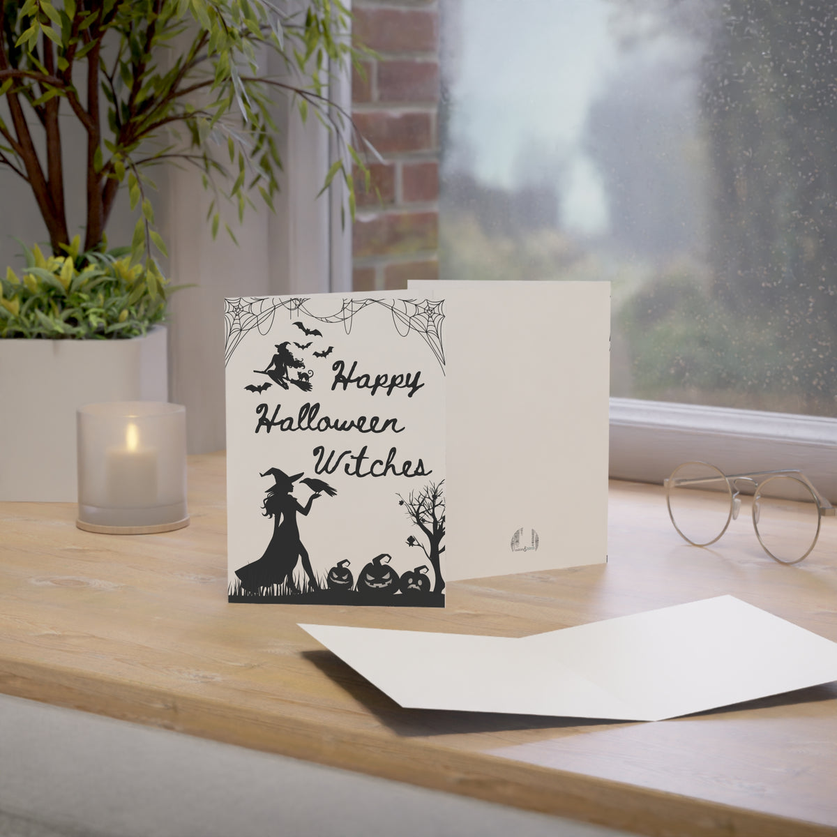 Happy Halloween Witches silhouette greeting card