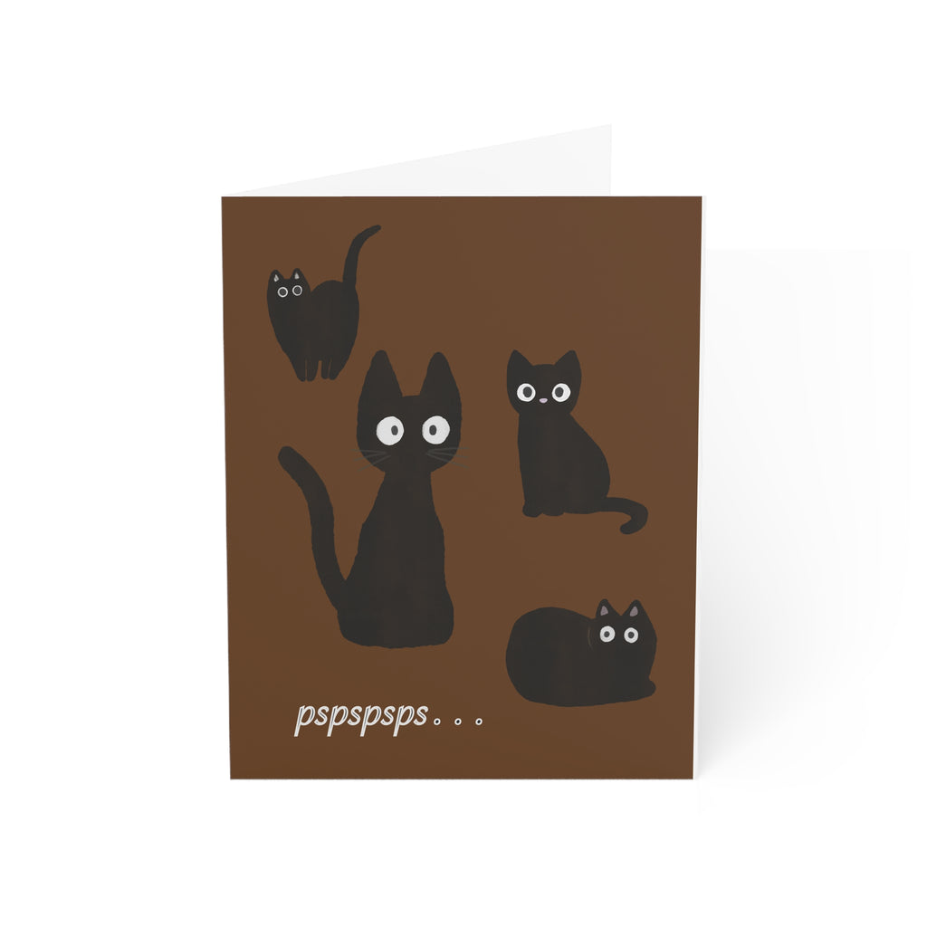 Black Cat "pspspsps" greeting card