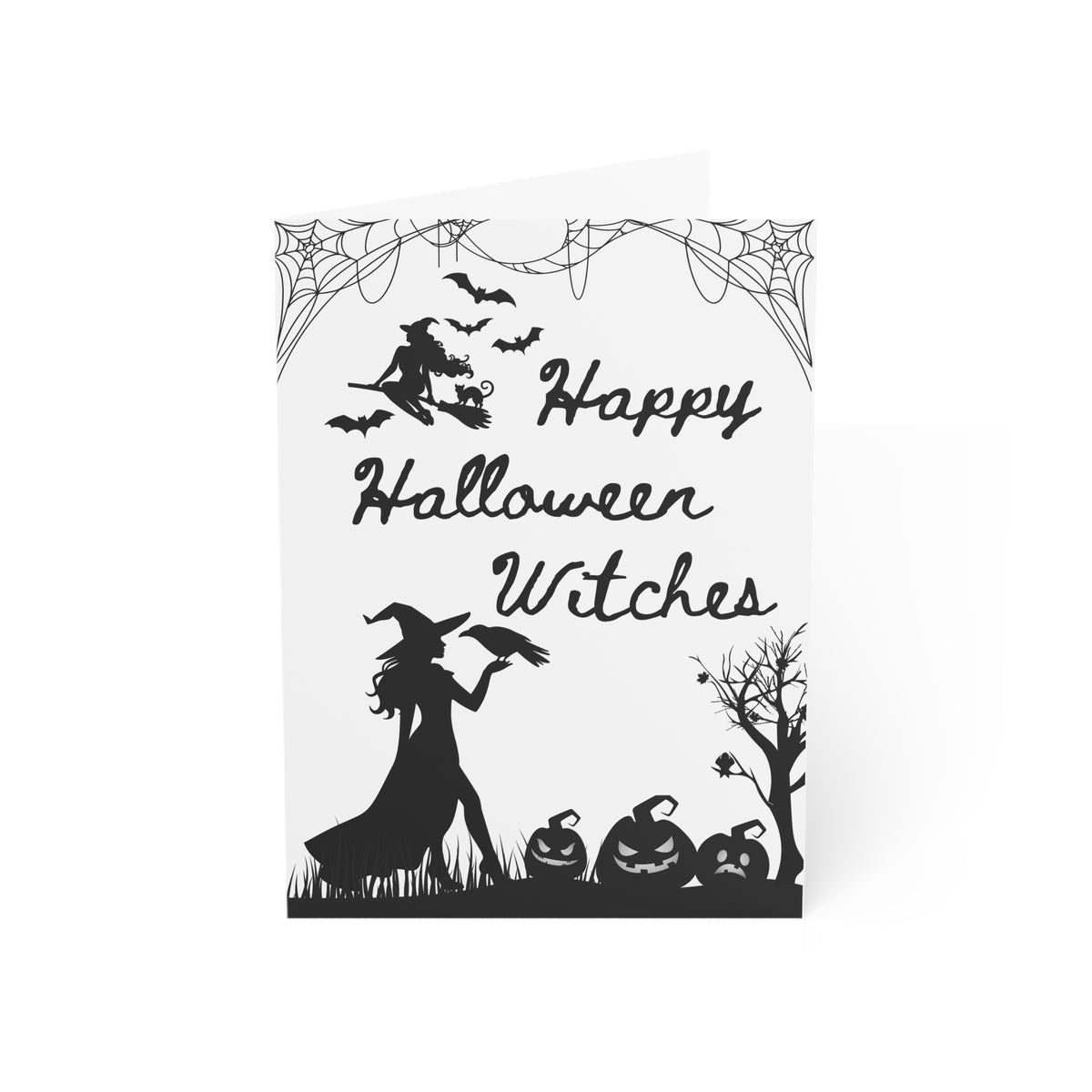 Happy Halloween Witches silhouette greeting card