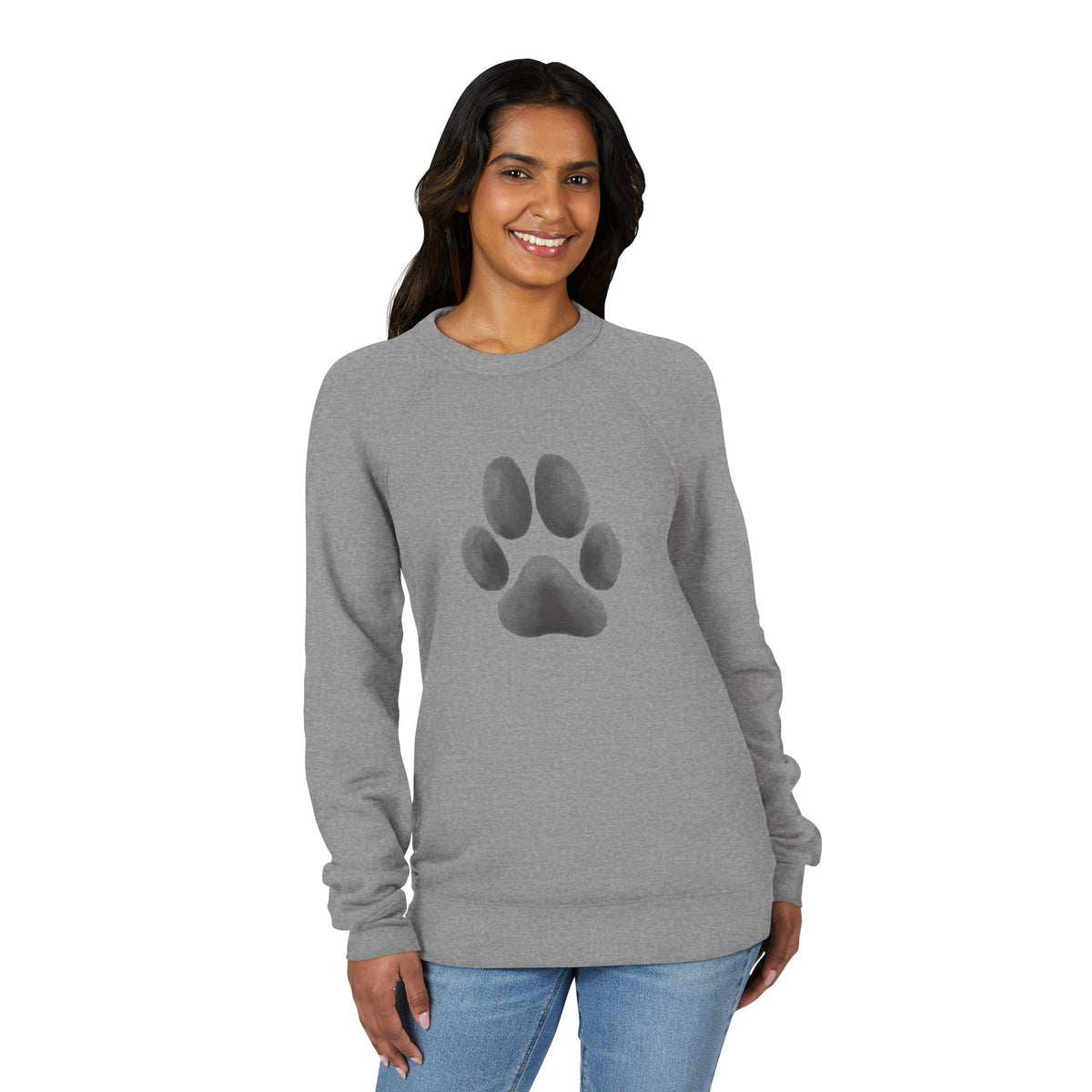 Paw Print Crewneck Sweatshirt — Cozy Dog Lover Raglan Pullover