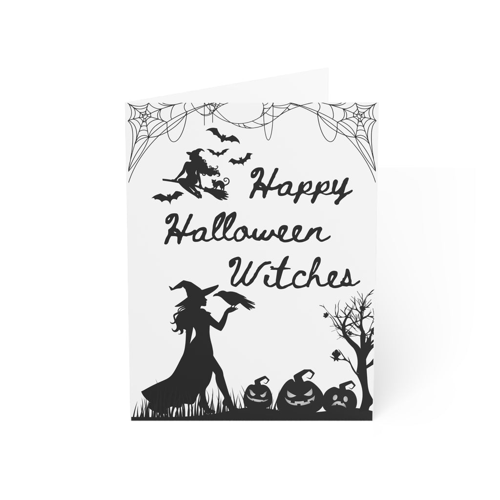 Happy Halloween Witches silhouette greeting card