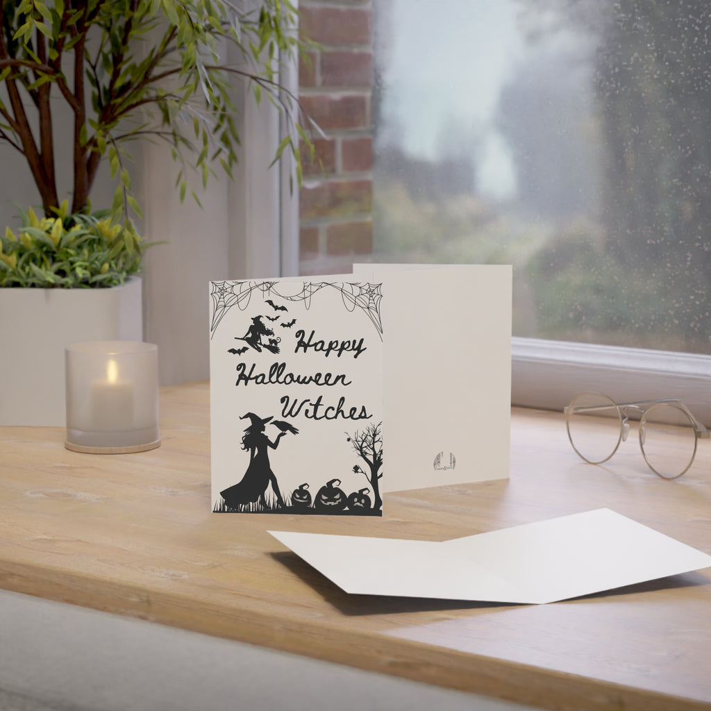 Happy Halloween Witches silhouette greeting card